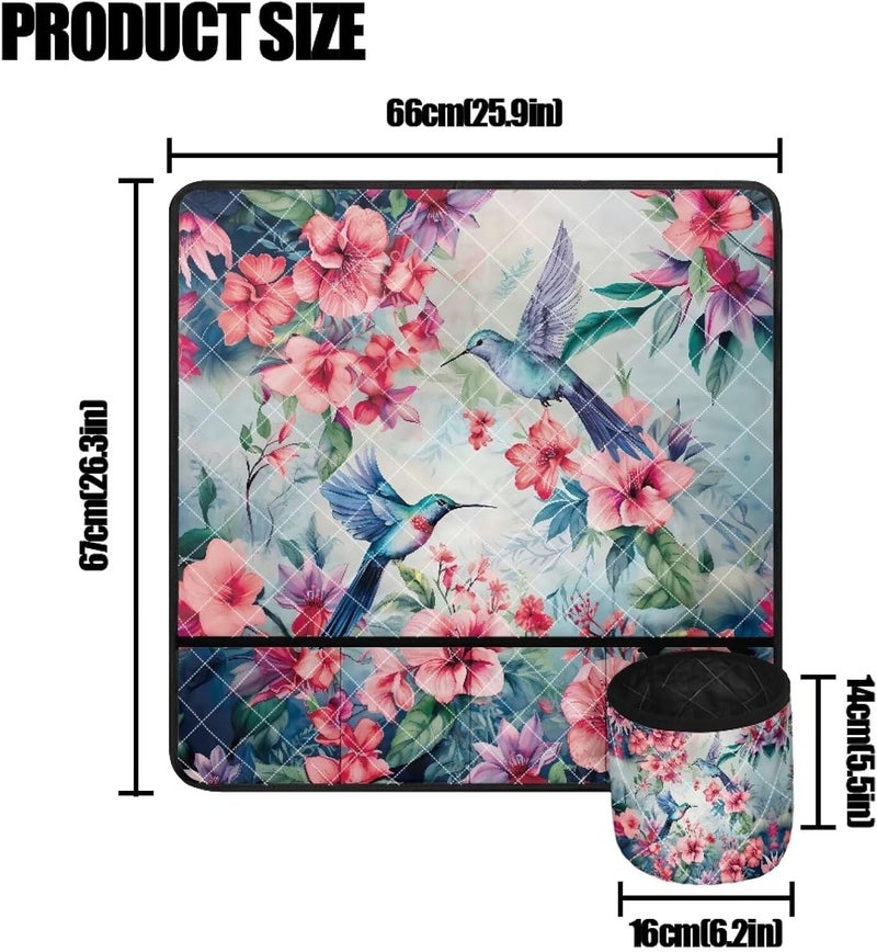 Kathyboom Bird Pink Flowers Sewing Machine Mat with Pockets for Sewing Accessories Non Slip Mats Reduce Noise Vibration, Movement - Image 5